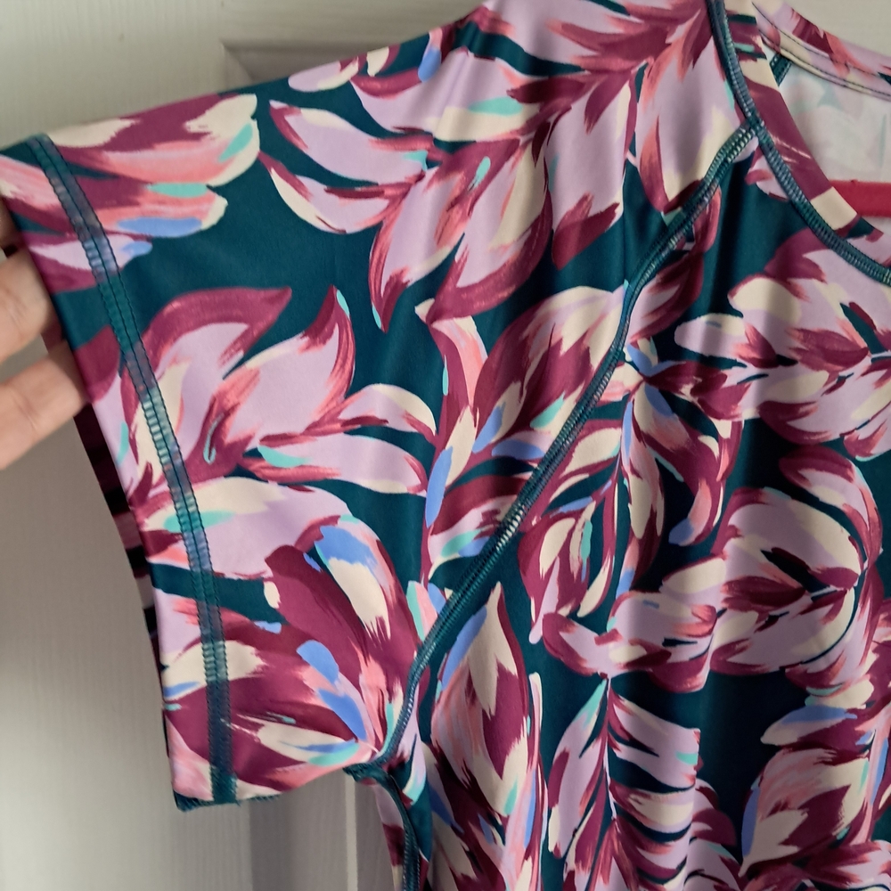Floral Women's Top - Pink and Green - Picture 3 of 6